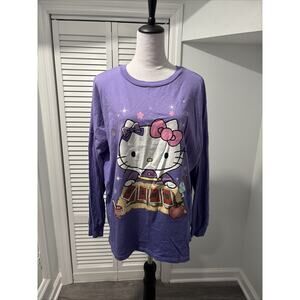Hello Kitty And Friends Sanrio Tarot Cards Purple Long Sleeve T-Shirt Mens Med